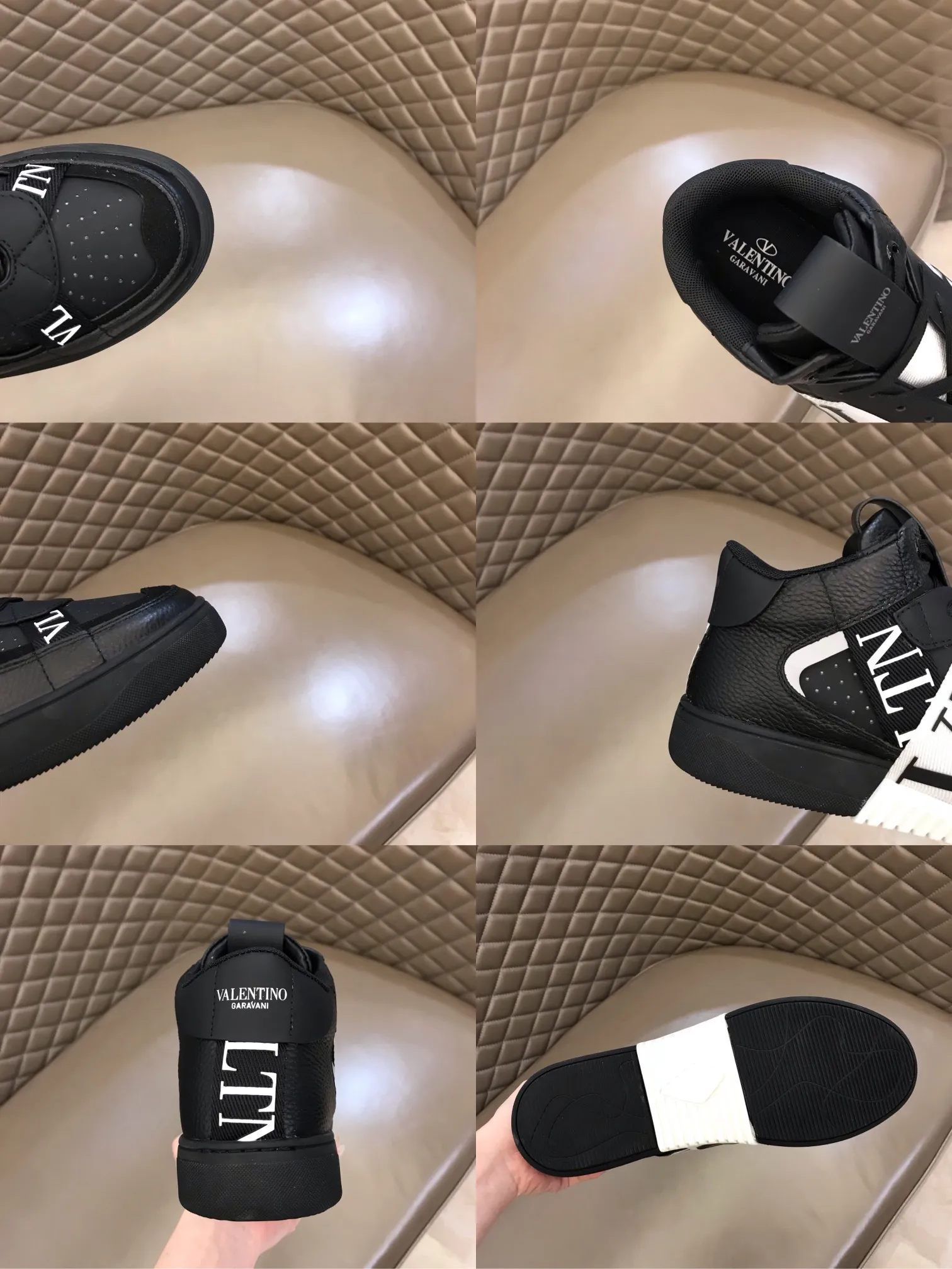 p480 "VALETINO**" new high-top 🆕 calfskin lace-up sneakers. No man should be able to refuse these shoes. The classic color scheme is so handsome! Purchase a high-precision replica of the original version to instantly sell off the market currency! 6 VLTN logo rubber effect straps - Valentino Garavani Logo printed on the back and tongue, all materials are customized to ensure quality! Size: 38-44